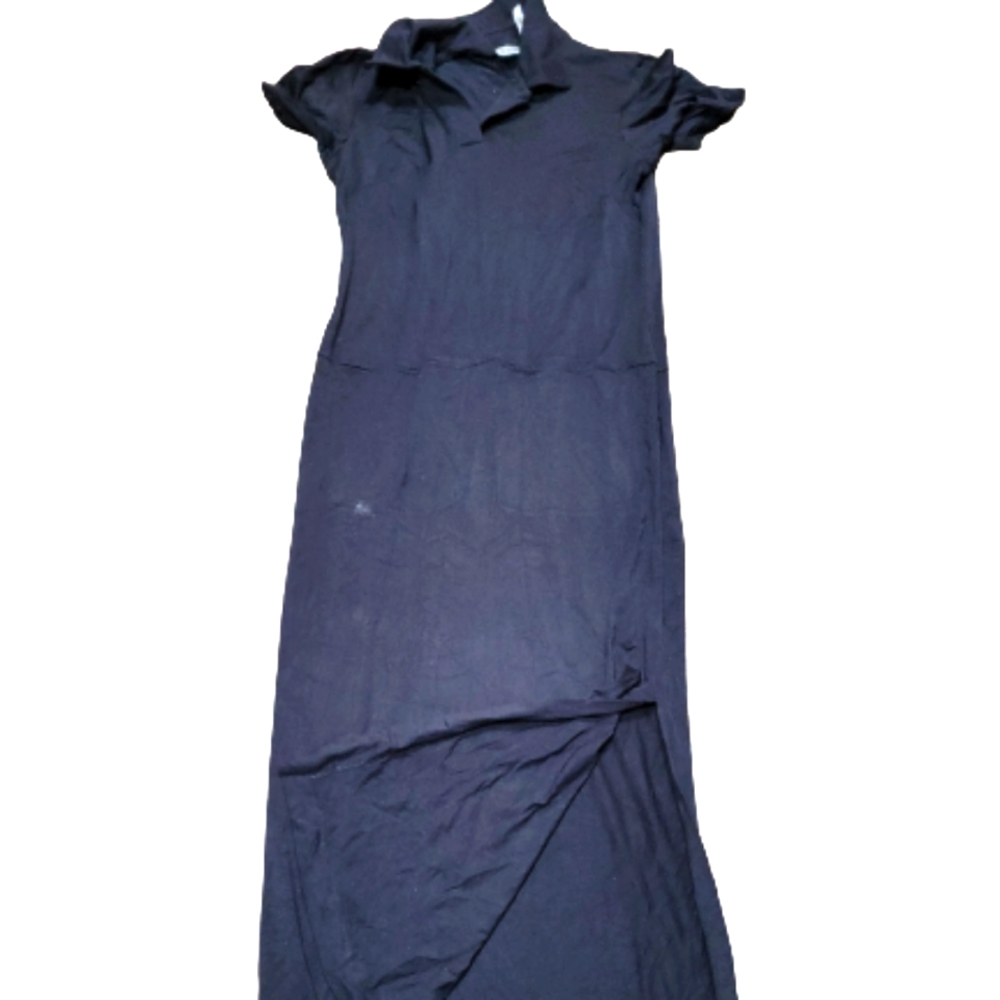 Paradox black collar maxi with low split. Medium